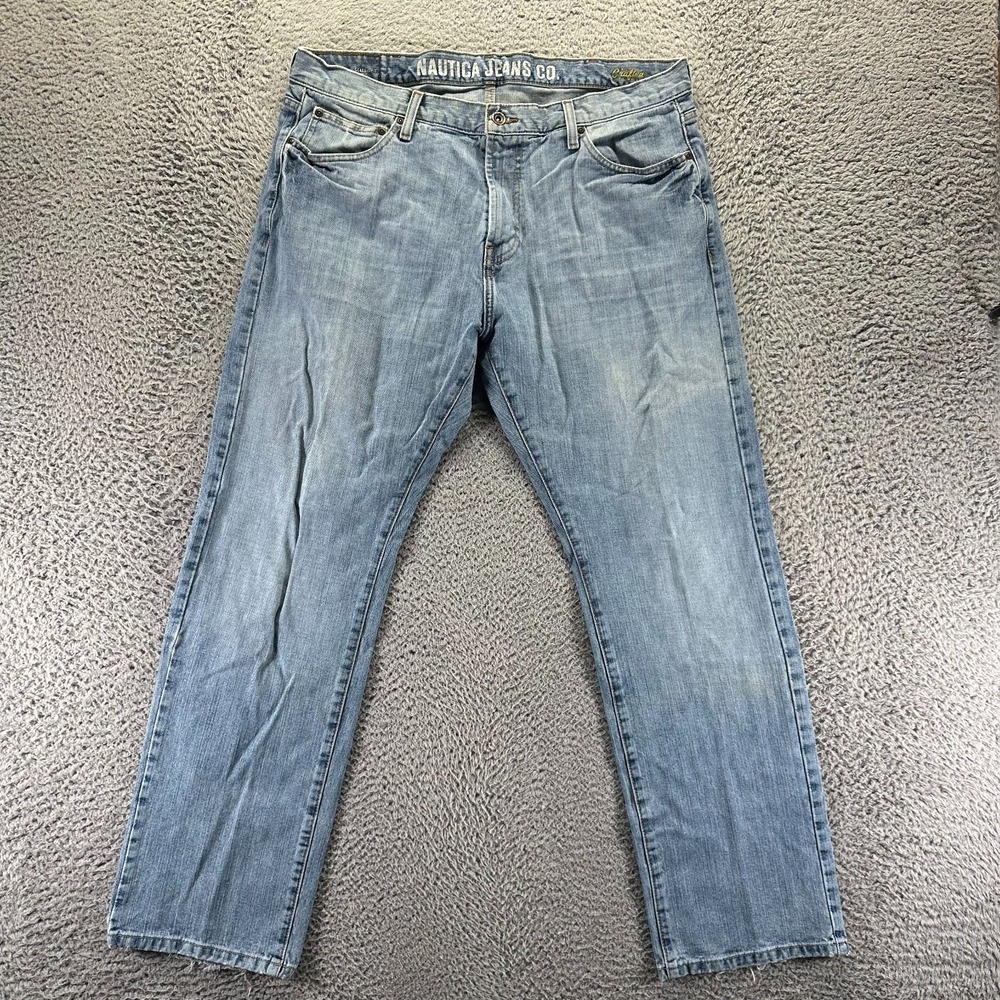 Vintage Nautica Jeans Mens 38x32 Blue Cotton Denim Straight Classic Fit Workwear